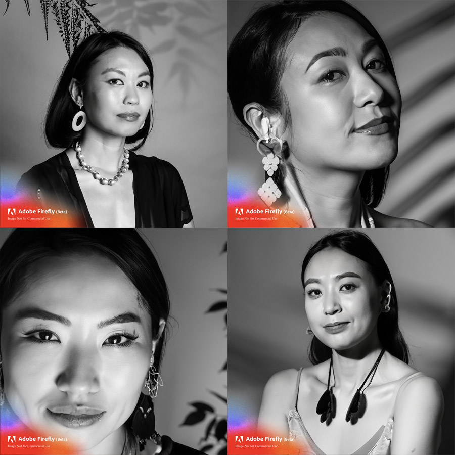 4 portraits asiatiques avec Adobe Firefly