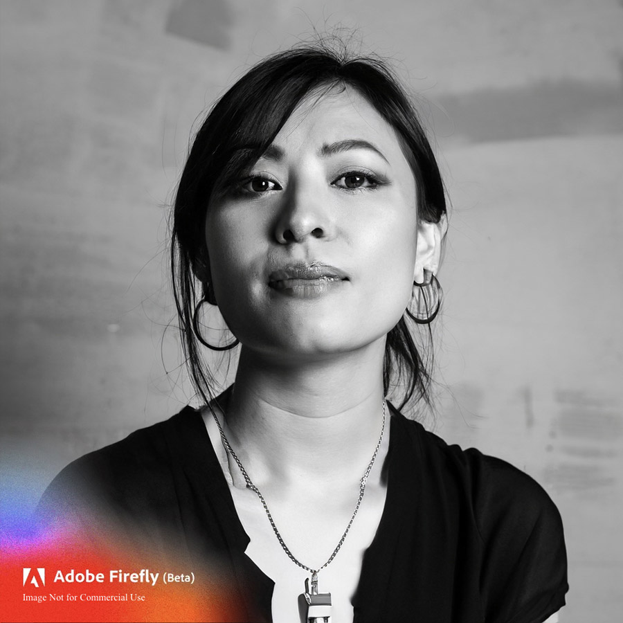 Adobe Firefly studio portrait of a woman with Asian features