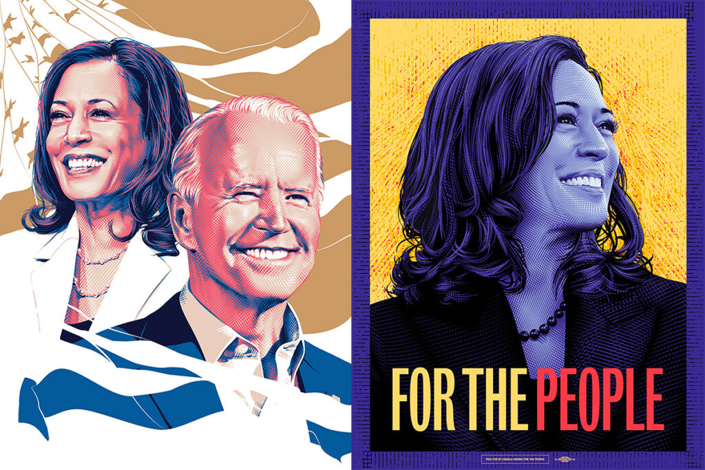 portraits de Kamala Harris et Joe Biden pour les élections de 2020