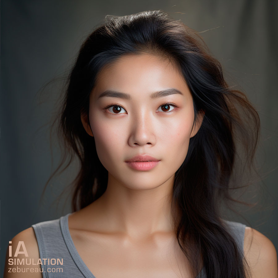 Portrait couleur studio photo Midjourney d'une femme asiatique
