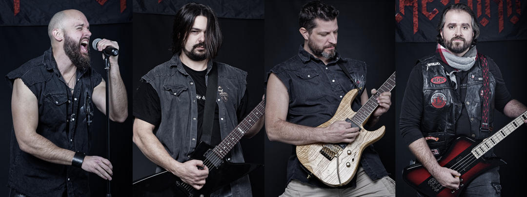 Portraits musiciens d'un groupe de rock