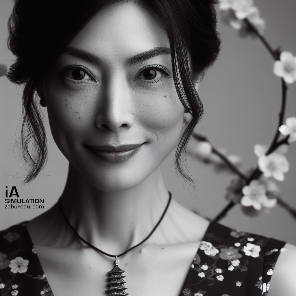 Portrait close-up d'une japonaise réalisé avec l'IA DALL-E